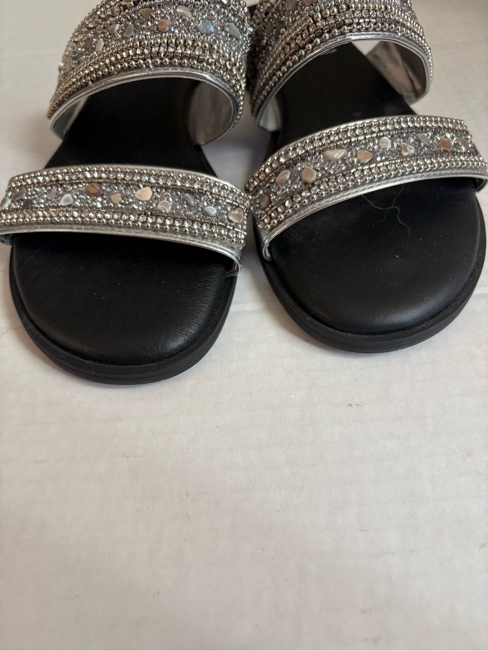 A. Giannetti Women’s Y2K Sz 7.5 Jeweled Rhinestone Double-Strap Slide Sandals. - Picture 8 of 12